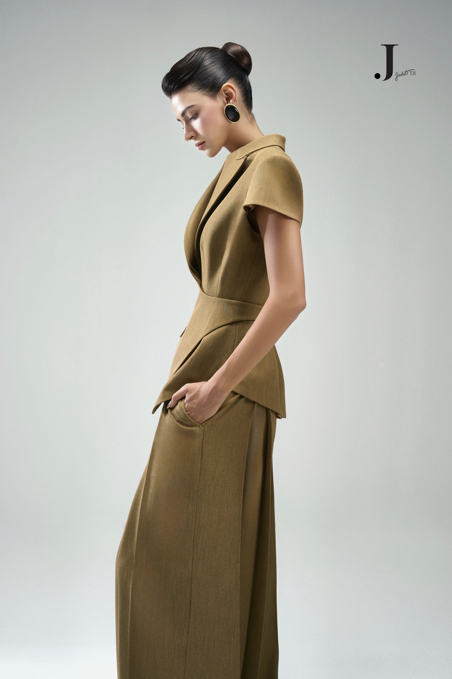 Structure Olive Blazer & Wide Olive Pants